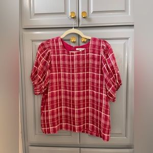 Madewell plaid pink blouse